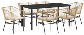 vidaXL Σέτ φαγητού για κήπο 7 pcs Καφέ συνθετικό ρατάν