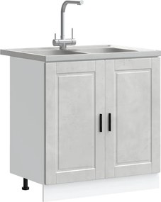 vidaXL Βάση νιπτήρα με αποθήκευση Porto 2 pcs Γκρι Επεξεργασμένο ξύλο