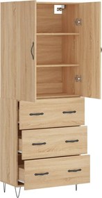 vidaXL Ντουλάπι Sonoma δρυς 69,5 x 34 x 180 εκ. από Επεξεργασμένο Ξύλο