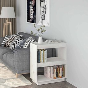 vidaXL Βιβλιοθήκη Λευκή 60 x 35 x 71 εκ. από Μασίφ Ξύλο Πεύκου