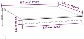 Τέντα Πτυσσόμενη Αυτόματη με LED Μπορντό 350x250 εκ. - Πολύχρωμο