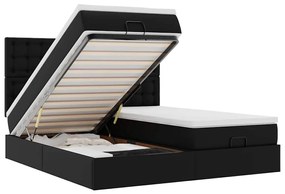 vidaXL Οθωμανικό κρεβάτι με στρώματα Μαύρο 180x200cm Faux Leather