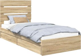 vidaXL Κρεβάτι Αποθήκης Δρύς Sonoma 70 x 190 cm Επεξεργασμένο ξύλο