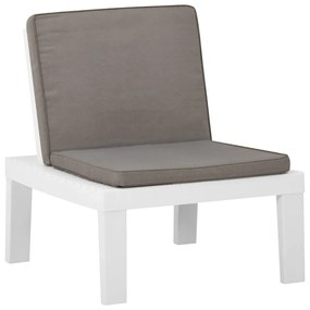 Καρέκλα Κήπου Λευκή Πλαστική με Μαξιλάρι