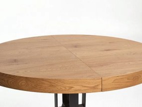 Τραπέζι Houston 1224, Μαύρο, Χρυσή βελανιδία, 77cm, 60 kg, Επιμήκυνση, Ινοσανίδες μέσης πυκνότητας, Φυσικό ξύλο καπλαμά, Μέταλλο | Epipla1.gr