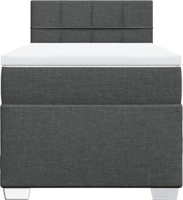 vidaXL Κρεβάτι Boxspring με Στρώμα Σκούρο Γκρι 90x190 εκ. Υφασμάτινο