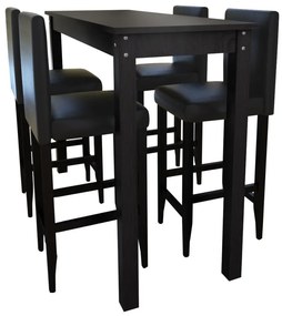 Τραπέζι Μπαρ με 4 Καρέκλες Μπαρ Μαύρο - Μαύρο
