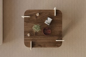 Τραπεζάκι Σαλονιού Καρυδί / Τραβερτίνη ATOTREL 90x90x35