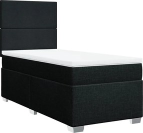 vidaXL Κρεβάτι Boxspring με Στρώμα Μαύρο 100 x 200 εκ. Υφασμάτινο