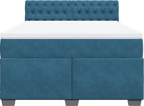 vidaXL Κρεβάτι Boxspring με Στρώμα Μπλε 140x200 εκ. Βελούδινο