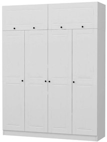 Ντουλάπα Τετράφυλλη Με Πατάρι Kale 506MNR2680 180x52x255cm White Τετράφυλλη