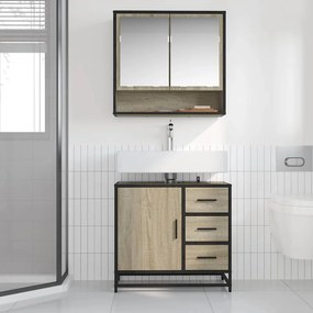 vidaXL Ντουλάπι Νιπτήρα Μπάνιου Sonoma Δρυς 65x33x60 εκ. Επεξ. Ξύλο