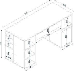 Γραφείο εργασίας Pontus Megapap χρώμα λευκό 145x60x74,4εκ.