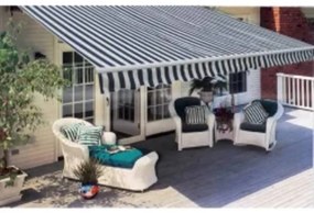 vidaXL Τέντα Αναδιπλούμενη Μπλε/Λευκό 600 εκ. με Μοτέρ