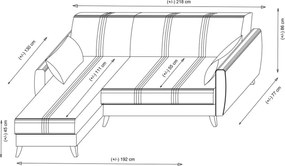 Γωνιακός Καναπές Κρεβάτι Μπεζ ZADEN 130x218x86
