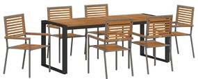 vidaXL Σέτ φαγητού για κήπο 7 pcs Γκρι 200 x 80 x 75 cm