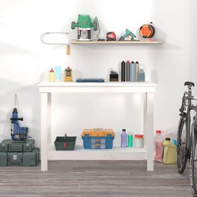 vidaXL Πάγκος Εργασίας Λευκός 110x50x80 εκ. από Μασίφ Ξύλο Πεύκου