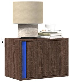 vidaXL Κομοδίνα Επιτοίχια με Φώτα LED 2 τεμ. Καφέ Δρυς