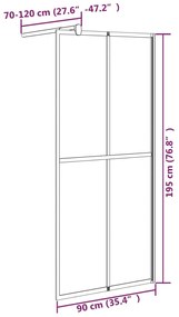 vidaXL Διαχωριστικό Ντουζιέρας 90 x 195 εκ. από Σκούρο Ψημένο Γυαλί