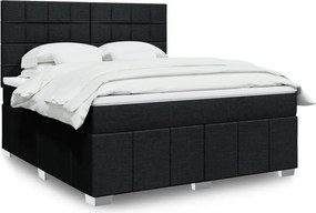 vidaXL Κρεβάτι Boxspring με Στρώμα Μαύρο 180x200 εκ. Υφασμάτινο