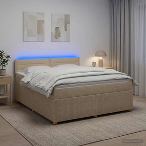 vidaXL Κρεβάτι box spring με στρώμα Κρεμ 180 x 200 cm Ύφασμα