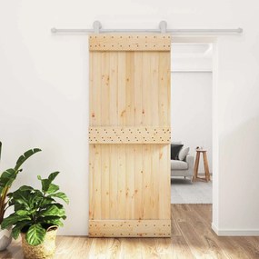 vidaXL Συρόμενη Πόρτα Φυσικό και Λευκό 85 x 210 cm