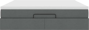 vidaXL Οθωμανικό κρεβάτι με στρώμα σκούρο γκρι 160x200cm ύφασμα