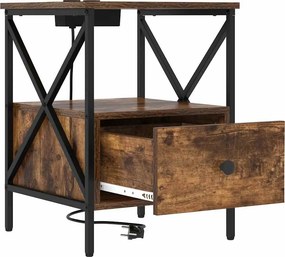 vidaXL Κομοδίνο 2 τεμ. Καπνιστό Δρύς 41,5 x 40,5 x 55 εκ.