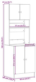 Στήλη Κουζίνας Καφέ Δρυς 60x50x180 εκ. από Επεξεργασμένο Ξύλο - Καφέ