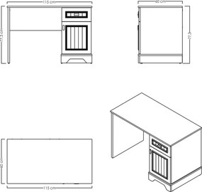 Γραφείο Κρεμ / Δρυς GESEN 115x60x77.3