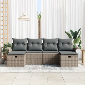 vidaXL Σετ 6 Τεμαχίων Καναπέ Κήπου με Μαξιλάρια Γκρι Συνθετικό Ρατάν
