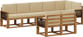vidaXL Σειρά Καναπέ Εξωτερικού 8 pcs Φυσικό και Μπεζ Πολυεστέρας