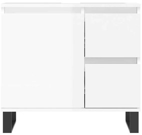 vidaXL Ντουλάπι Μπάνιου Γυαλιστερό Λευκό 65x33x60 εκ. Επεξεργ. Ξύλο