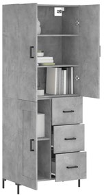 vidaXL Ντουλάπι Γκρι Σκυροδέματος 69,5x34x180 εκ. Επεξεργασμένο Ξύλο