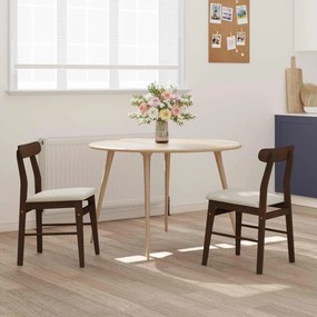 vidaXL Καρέκλα τραπεζαρίας 2 pcs Σκούρο Καφέ, Λευκό