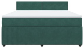 vidaXL Κρεβάτι Boxspring με Στρώμα Σκούρο Πράσινο 180x200εκ. Βελούδινο