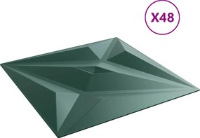 vidaXL Πάνελ τοίχου 48 pcs Αστέρι Πράσινο 50 x 50 cm Φελιζόλ XPS