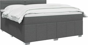 vidaXL Κρεβάτι box spring με στρώμα Σκούρο Γκρι 140 x 200 cm Ύφασμα