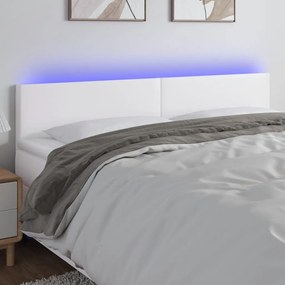 Κεφαλάρι Κρεβατιού LED Λευκό 200x5x78/88 εκ. Συνθετ. Δέρμα 3121441