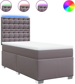 vidaXL Κρεβάτι Boxspring με Στρώμα Γκρι 90x190 εκ. από Συνθετικό Δέρμα