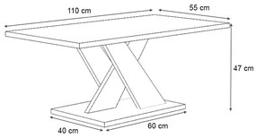 Τραπεζάκι σαλονιού Marcello Megapap χρώμα λευκό 110x55x47εκ.