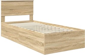 vidaXL Σκελετός Κρεβατιού Δρύς Sonoma 90 x 190 cm Επεξεργασμένο Ξύλο