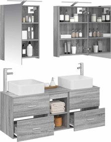 vidaXL Σετ Επίπλων Μπάνιου 5 pcs Γκρι Sonoma
