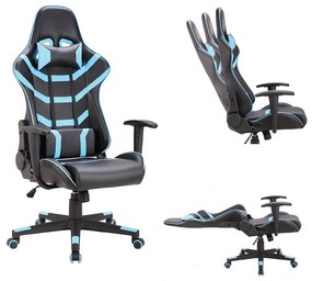 BF9050 Gaming Πολυθρόνα Γραφείου, Ανάκλιση Πλάτης έως 90°, Pu Μαύρο - Μπλε  67x69x124/134cm [-Μαύρο-, -Μπλε-] [-PU - PVC-] ΕΟ588,2