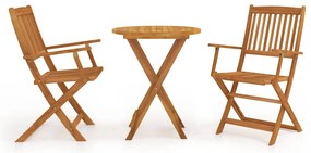 vidaXL Σετ Επίπλων Bistro Πτυσσόμενο 3 Τεμαχίων από Μασίφ Ξύλο Ακακίας