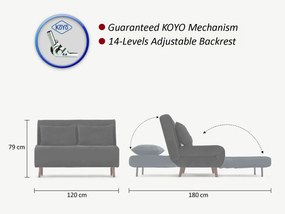 2-Seat Sofa-Bed Folde 2-Seater - Light Grey Light Grey
