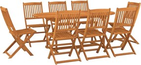 vidaXL Σετ Τραπεζαρίας Κήπου 9 Τεμαχίων 180x90x75 εκ. Μασίφ Ακακία