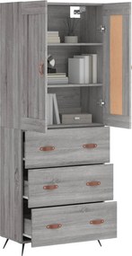 vidaXL Ντουλάπι Γκρι Sonoma 69,5 x 34 x 180 εκ. Επεξεργασμένο Ξύλο