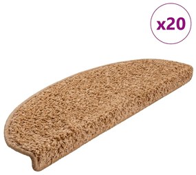 Πατάκια Σκαλιών 20 τεμ. Μπεζ Ημίστρογγυλά Μεγάλα 65x21x4 εκ.