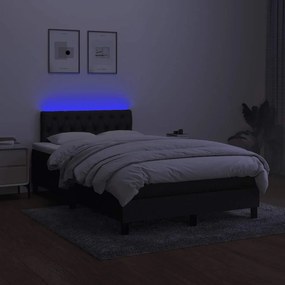 vidaXL Κρεβάτι Boxspring με Στρώμα &amp; LED Μαύρο 120x200 εκ. Υφασμάτινο
